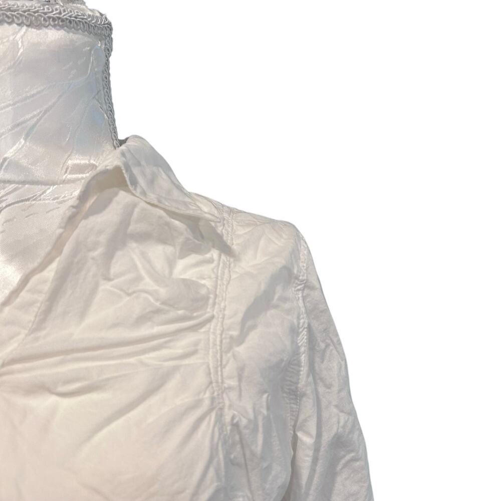 Y2K White Ruched Cotton Button Down Shirt Long Sleeve Fitted Coquette Sz M - Picture 10 of 16